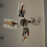 Lustre 1970 design verre et inox