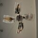 Chandelier 1970 design glass and stainless steel