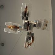Chandelier 1970 design glass and stainless steel