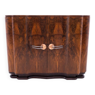 Commode Art Déco en noyer, Europe occidentale, milieu du XXe siècle.