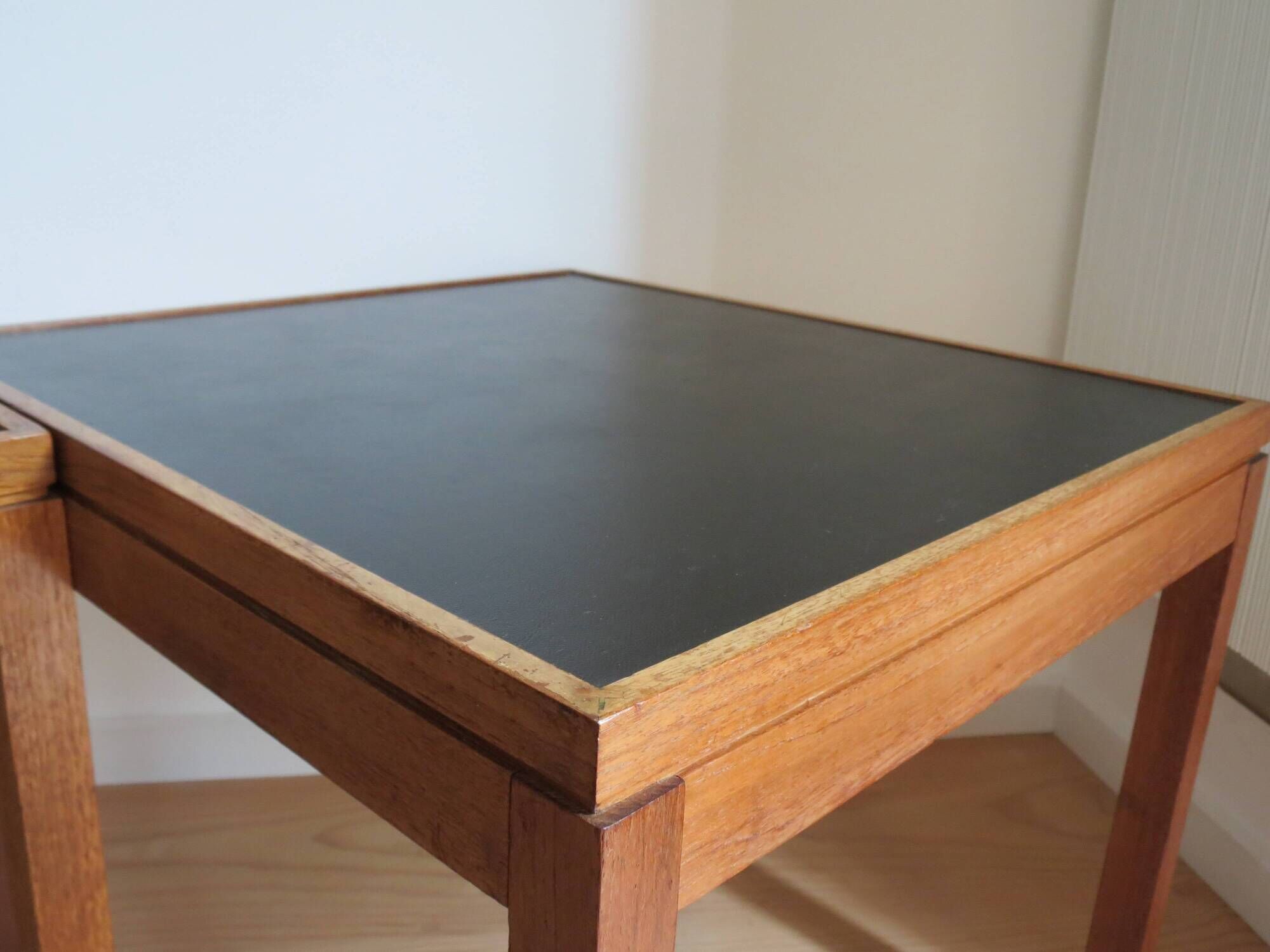 Pair of Mid century Teak and black Top Side Tables 1960s