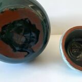 Unusual Vase/Pot/Urn, Glazed Terracotta Ceramic, Red, Signed "DP"