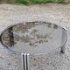 Coffee table design of the 70s smoked glass base chrome Diameter 84cm