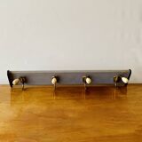 Old wall coat rack - 4 brass hooks