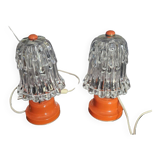 Pair of Vintage 70's Orange Mushroom Lamps