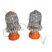 Paire de Lampes Champignon Orange Vintage 70's