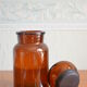 Amber vintage glass apothecary pot, cabochon lid