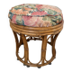 Tabouret vintage en rotin et coussin en tissu