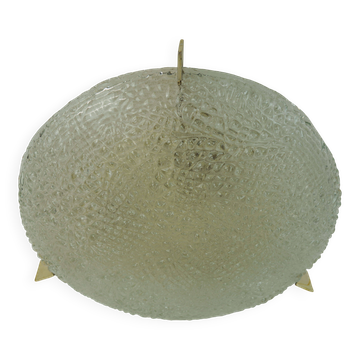 vintage kaiser ice glass ceiling LAMP flush mount 60/70's relief surface