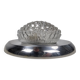 Plafonnier vintage, bague chromée et abat-jour en verre bullé