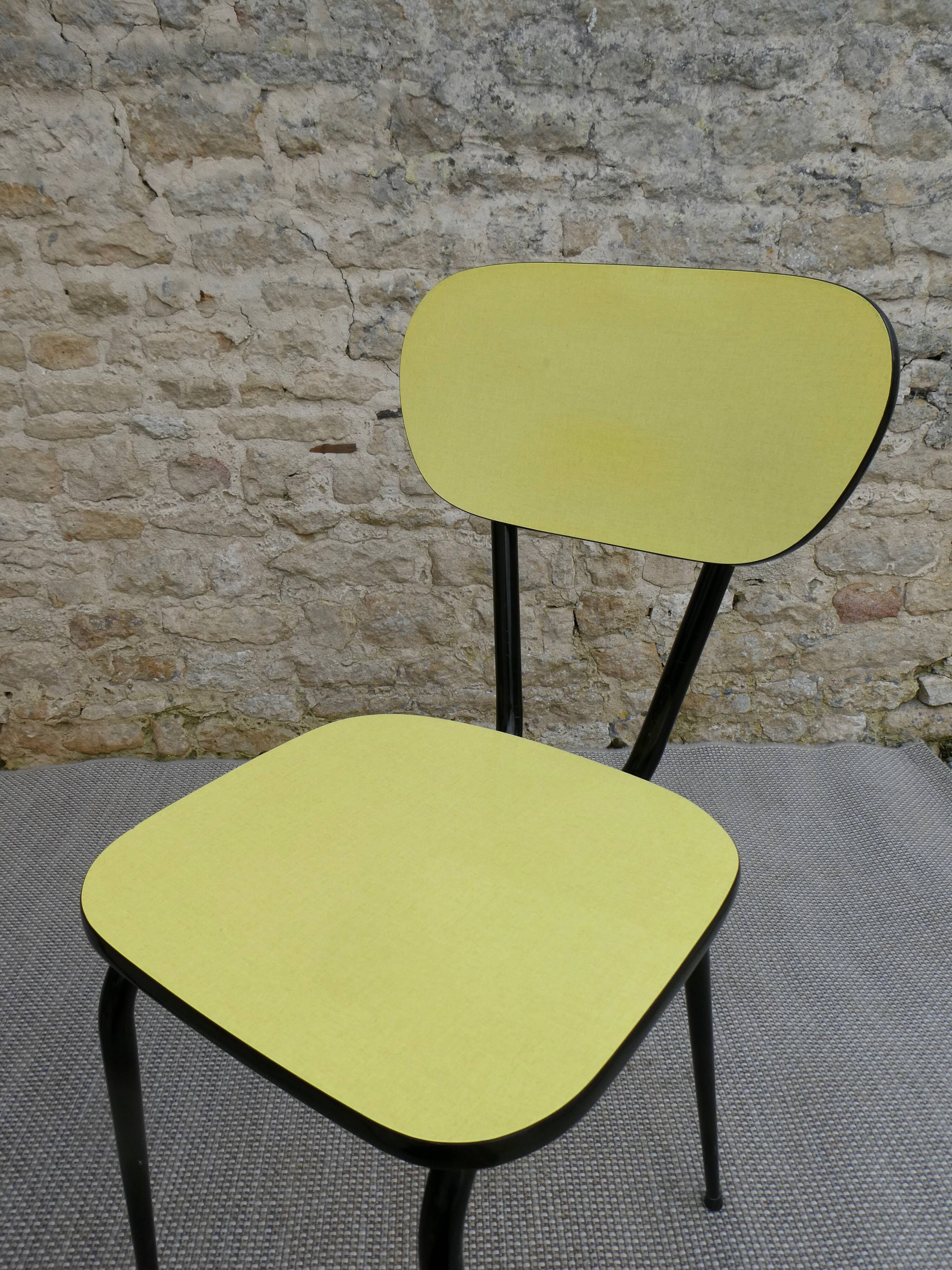Pair of formica chairs with black tapered legs, 60s