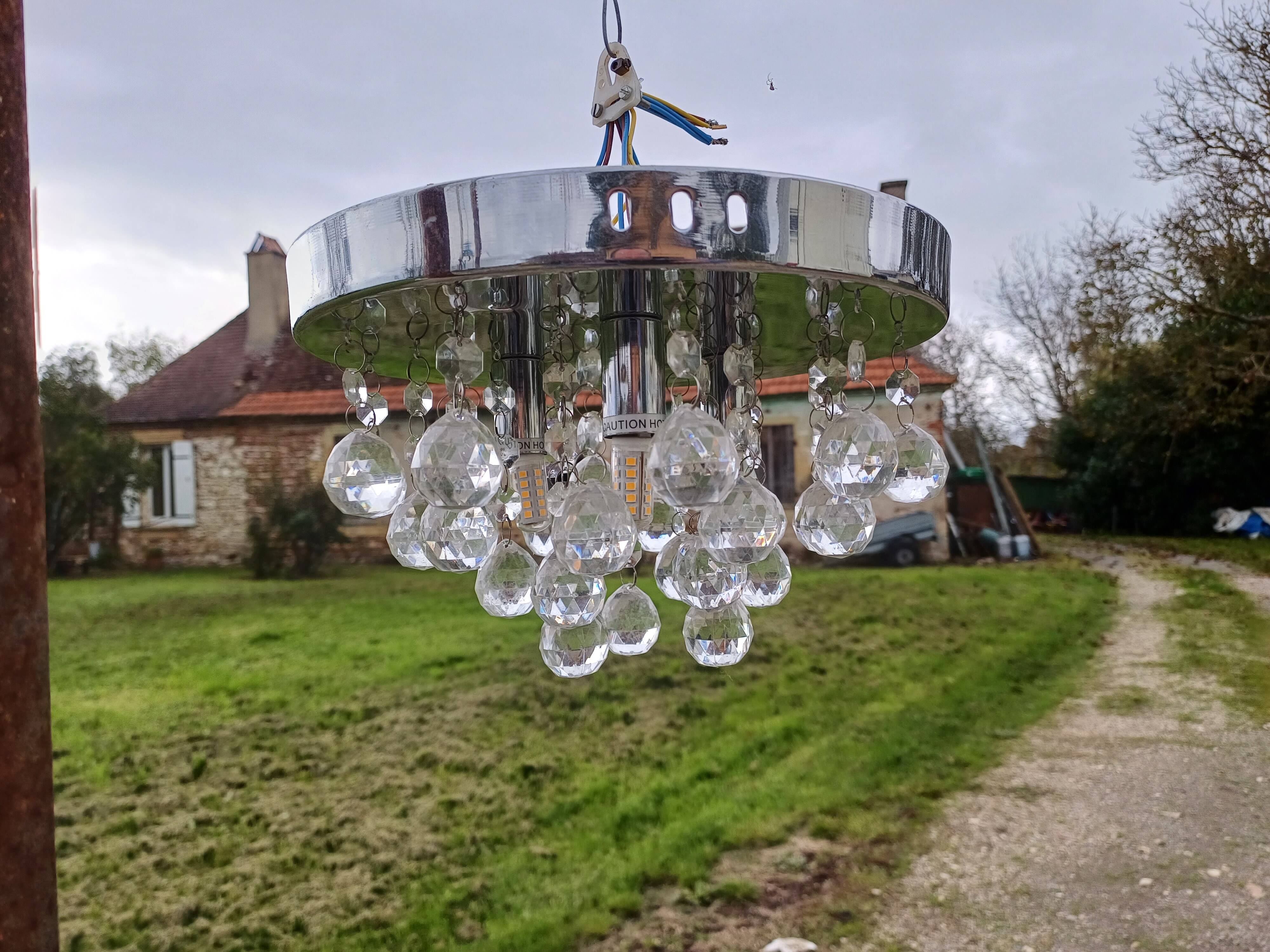 4 Suspensions Vintage Chrome et Pampilles