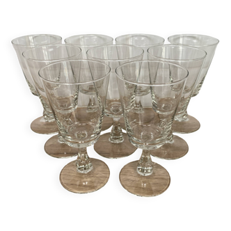 Set of 9 white wine glasses