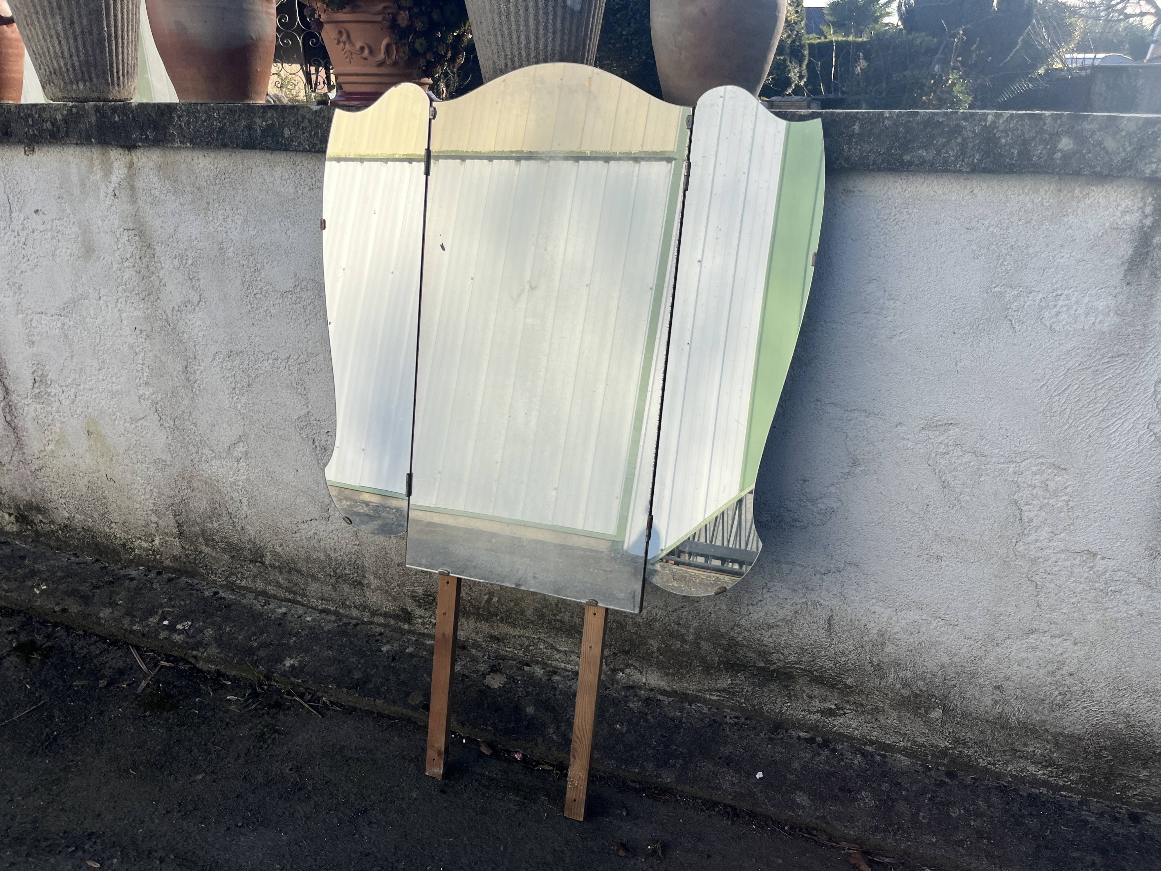 Vintage triptych dressing table mirror - Art Deco style
