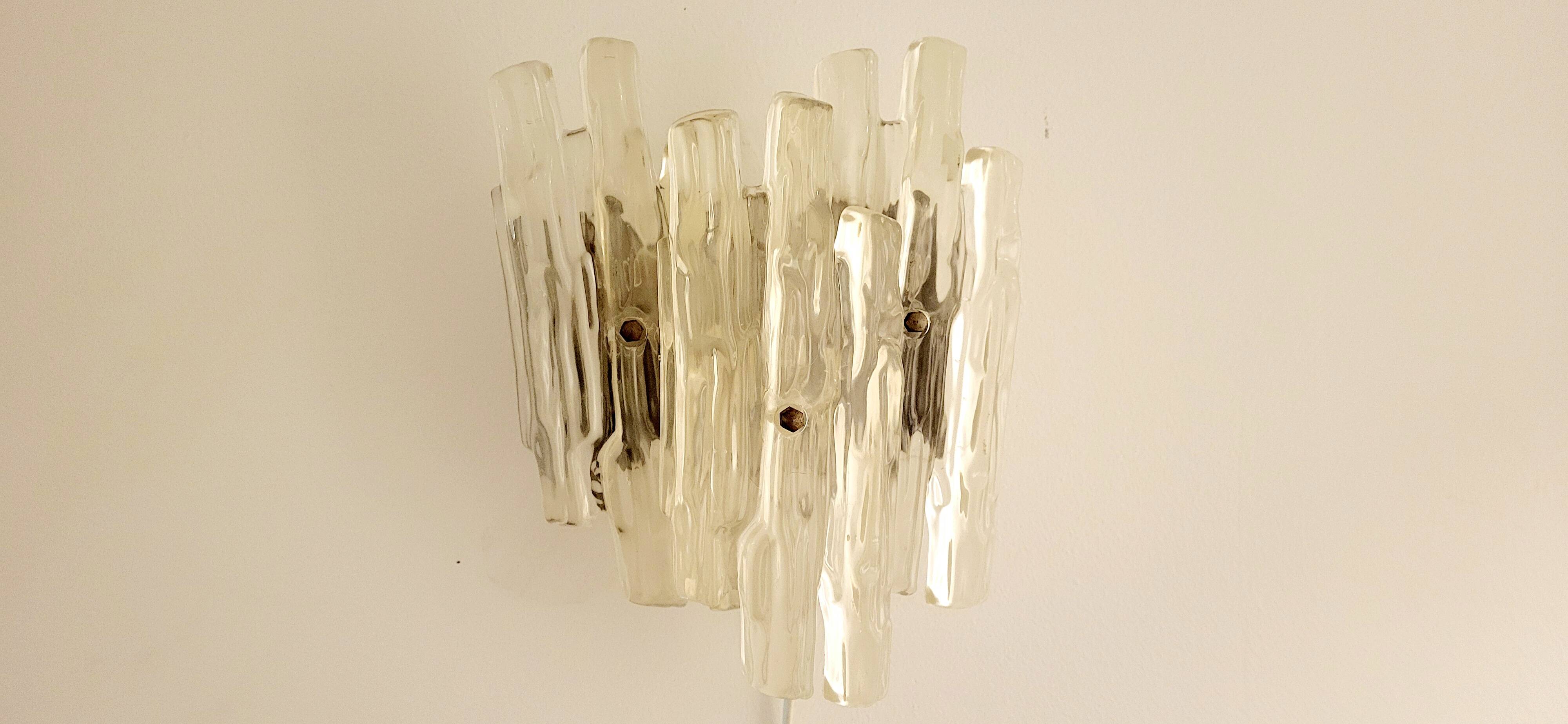 Vintage lucite wall lamp in ice glass model 1970s