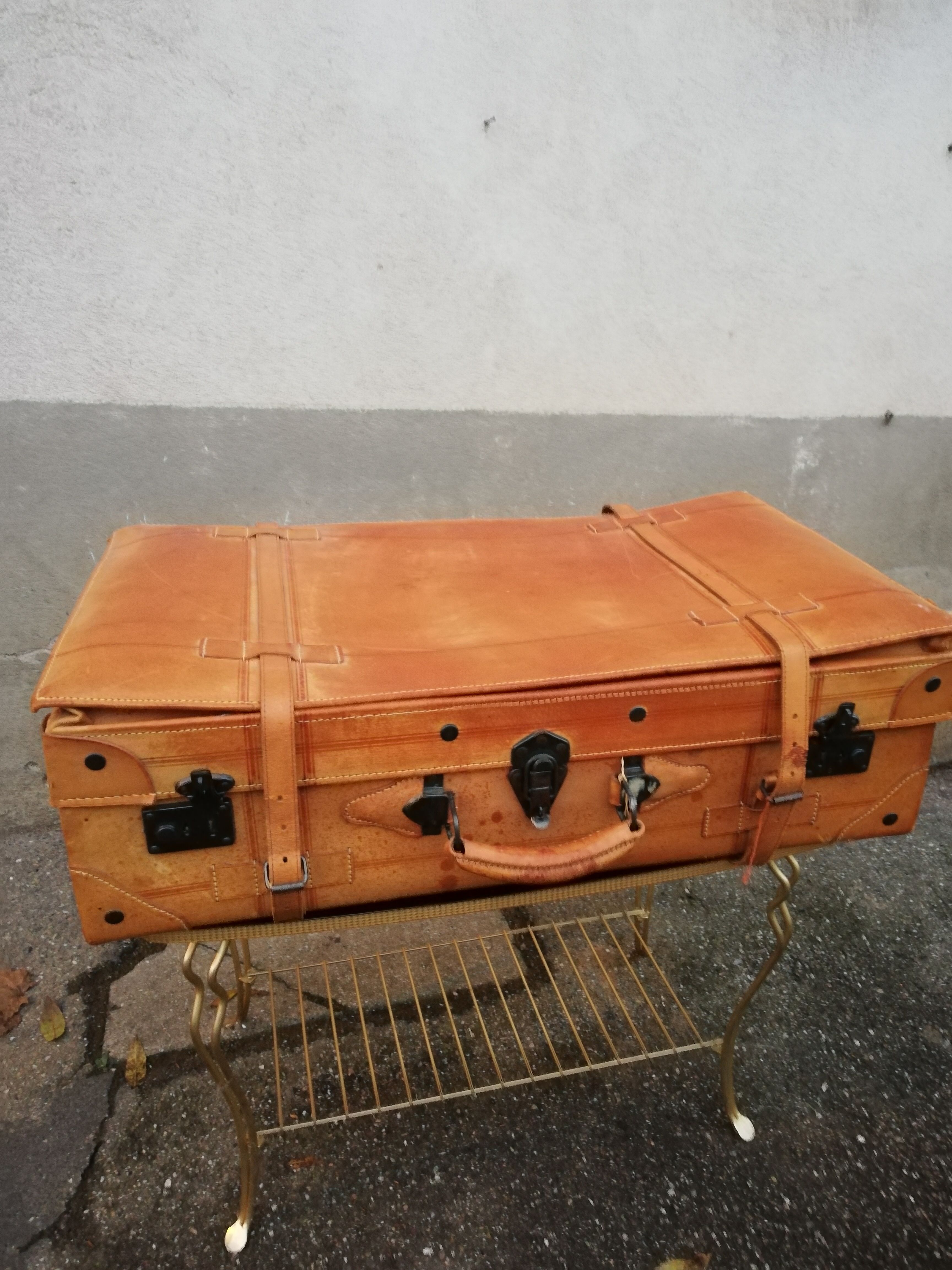 Antique leather suitcase