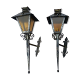 Pair of large metal sconces
