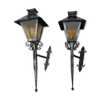 Pair of large metal sconces