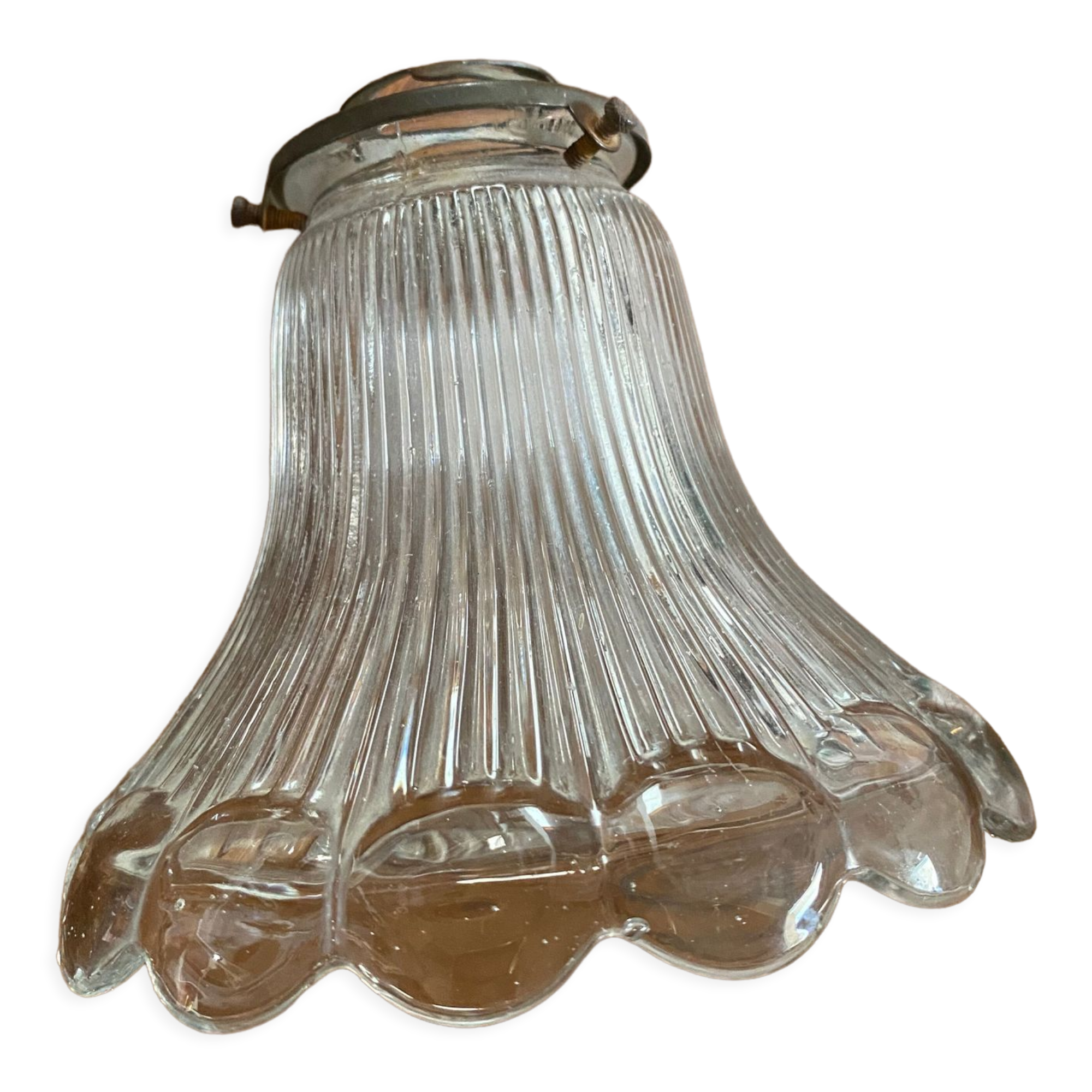 Vintage holophane glass tulip.