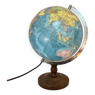 World map terrestrial globe maps Taride luminous lamp vintage 1985