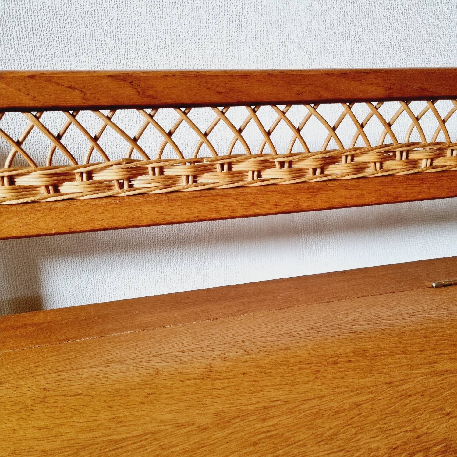 Oak and rattan chest bench 1960