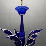 Vintage Blue and White Murano Chandelier, Italy, 1980s