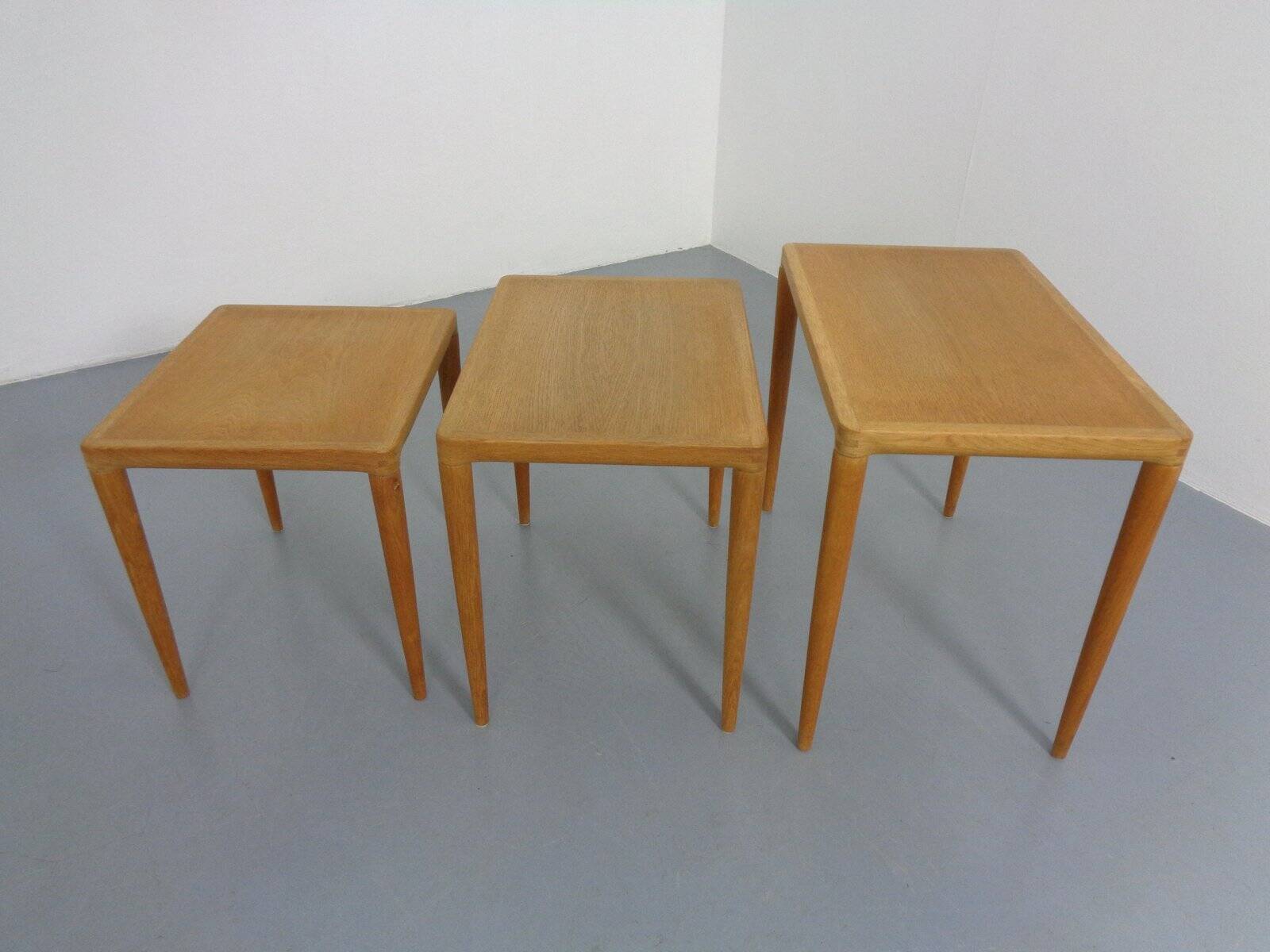 Danish Oak Nesting Tables by H.W. Klein for Bramin, 1960s, Set of 3