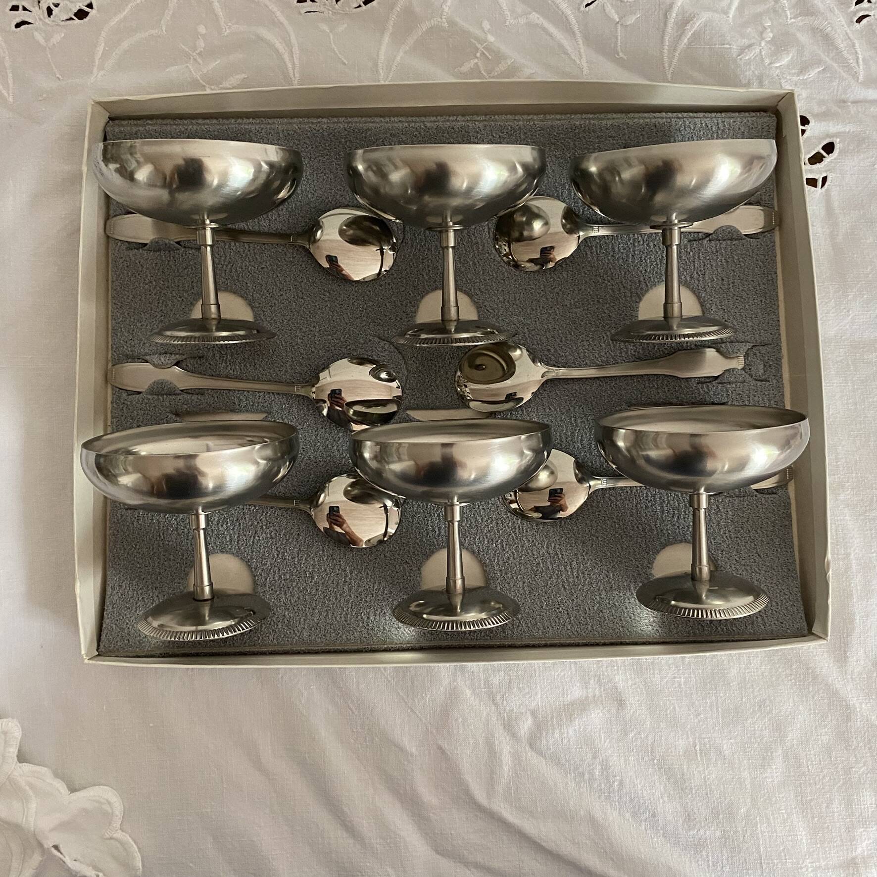 Stainless steel footed bowls Jean Couzon