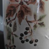 Enamelled sheet metal pourer decorated with black berries early twentieth century