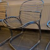 Suite of 4 suspended chairs Chromées Modele Sabrina by Gastone RINALDI