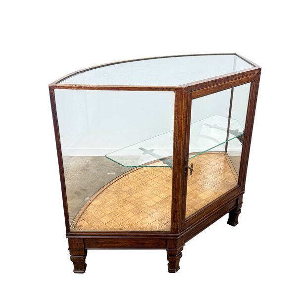 Vitrine en verre courbé antique – Vitrine en bois – Début du 20e siècle
