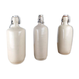 Set of 3 Old Stoneware Bottles - Triangular Shape, H 29 cm