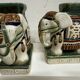 Pair of ceramic elephant plant stands polychrome sculpture - India