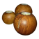 Set of 3 spherical olive wood candle holders in boho style.
