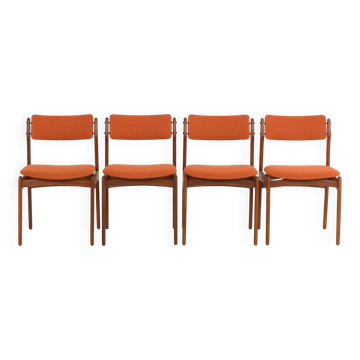 26104 Erik Buch teak and wool chairs, set of 4, Denmark, 1960s