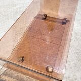 Vintage plexiglass coffee table with wheels 1970