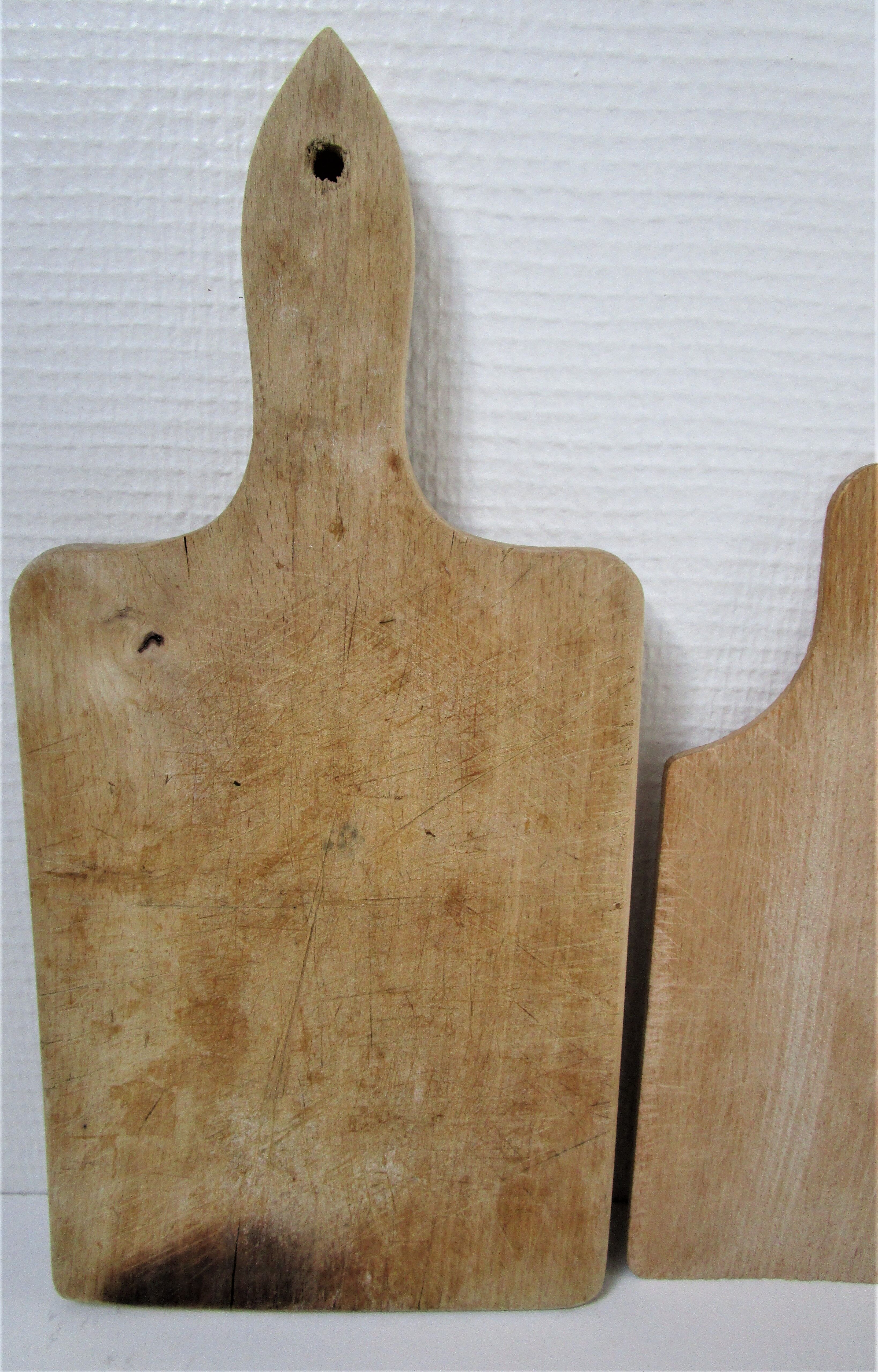 Three vintage solid wood cutting boards