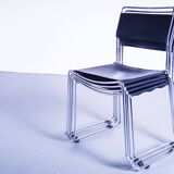 Lot de 4 chaises de salle à manger en cuir Giandomenico Belotti pour Alias