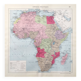 Old Africa map 43x43cm from 1950