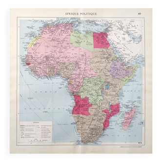 Carte Afrique ancienne 43x43cm de 1950