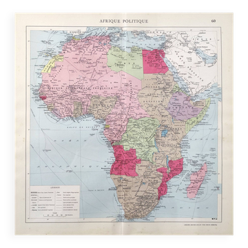 Old Africa map 43x43cm from 1950