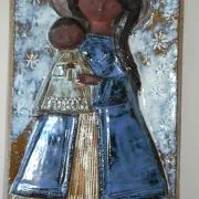Enamel plaque Virgin with Child Perignem