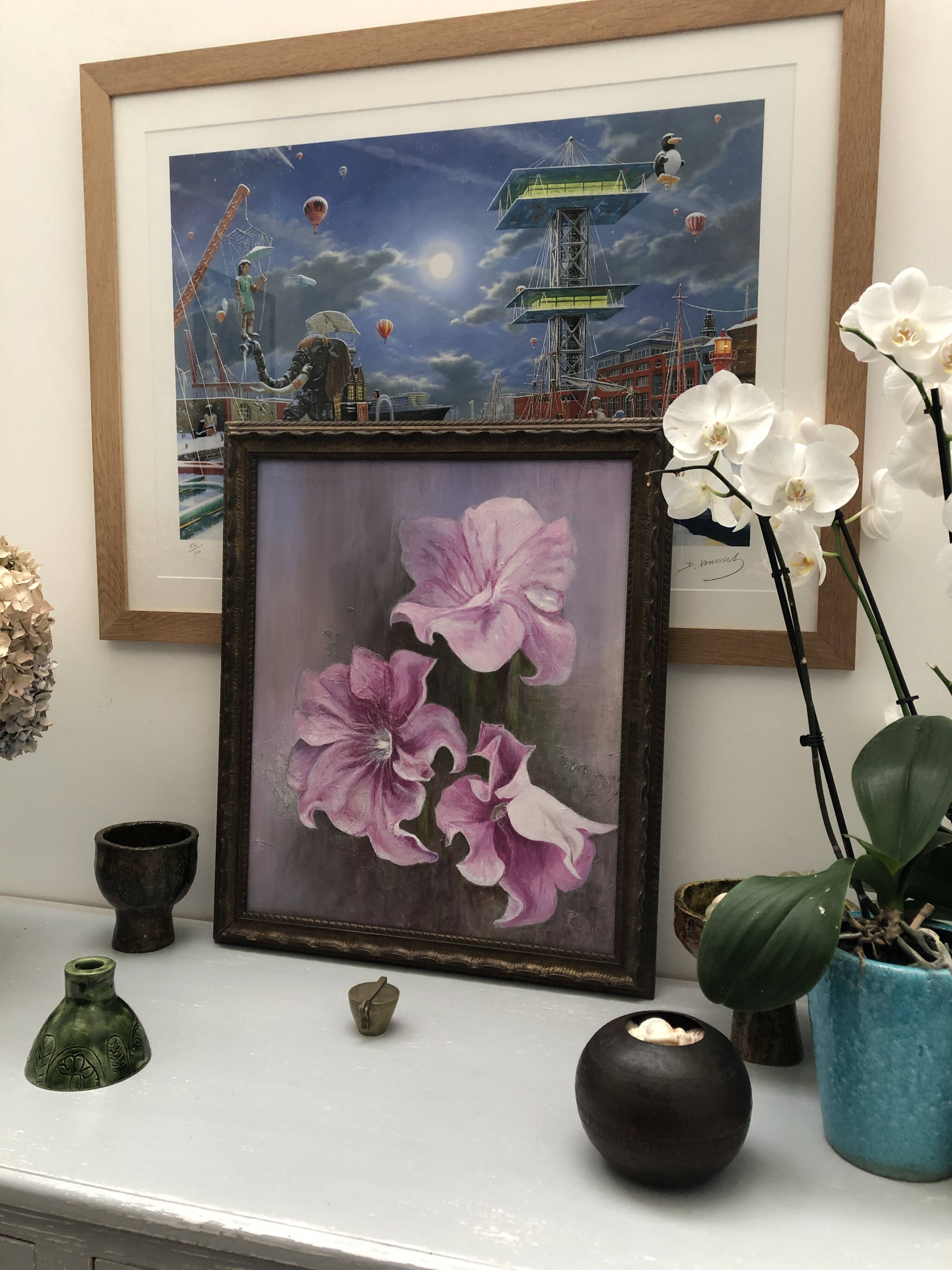 Still life bouquet of flowers oil painting
