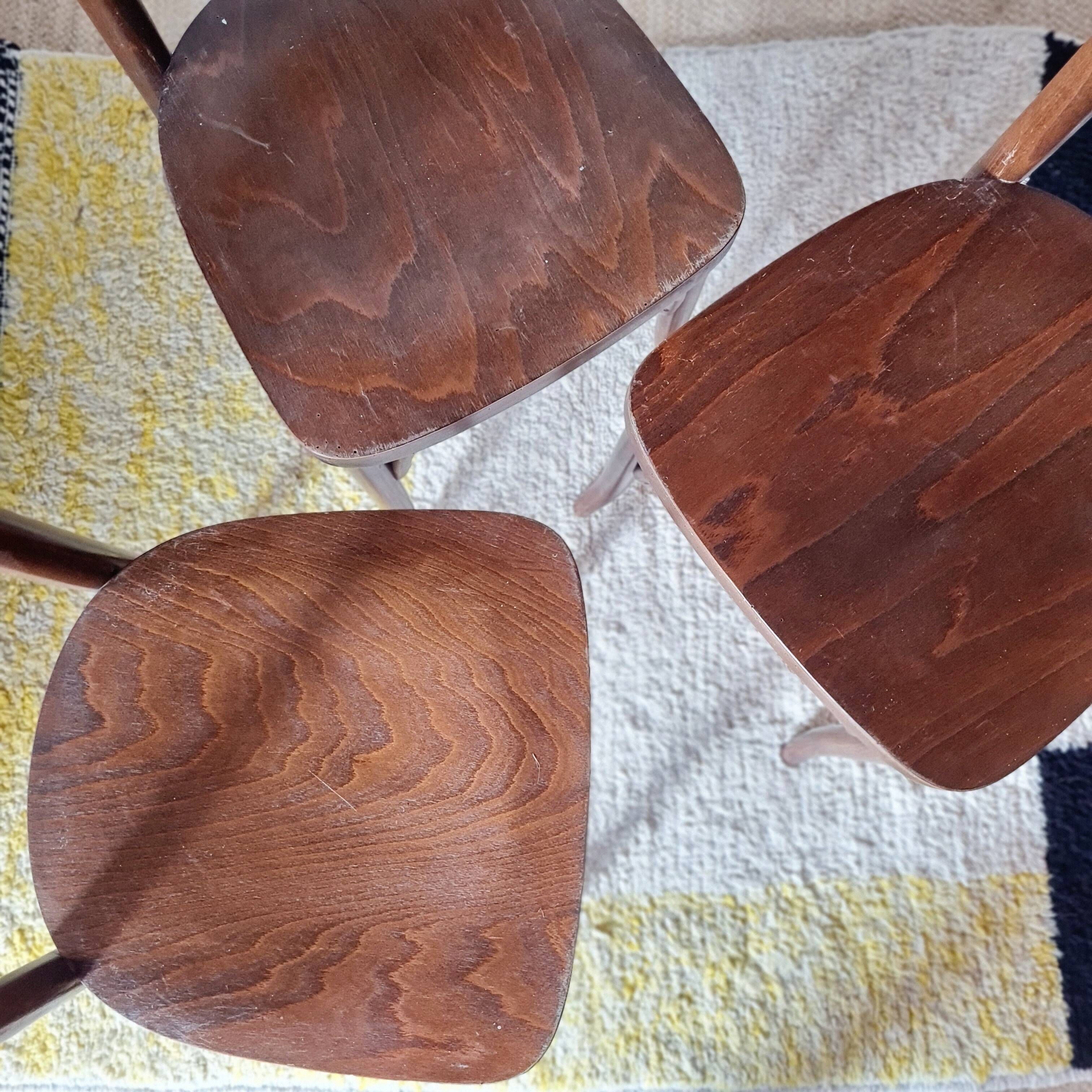 Set of 3 antique wooden bistro chairs