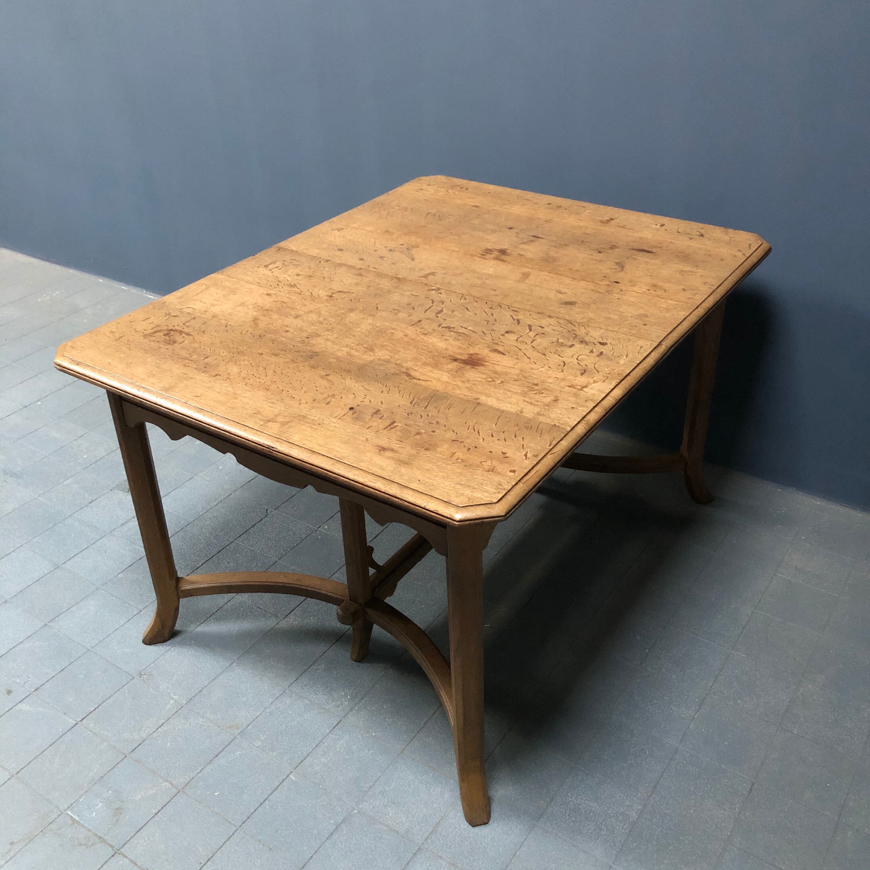 Dutch oak kitchen table in art deco style from the 1930s