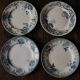 A set of 4 flat plates Terre de fer mismatched blue