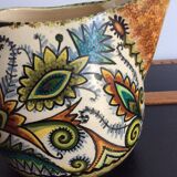 Pitcher Paul Fouillen Quimper faience floral decoration, French hand painted