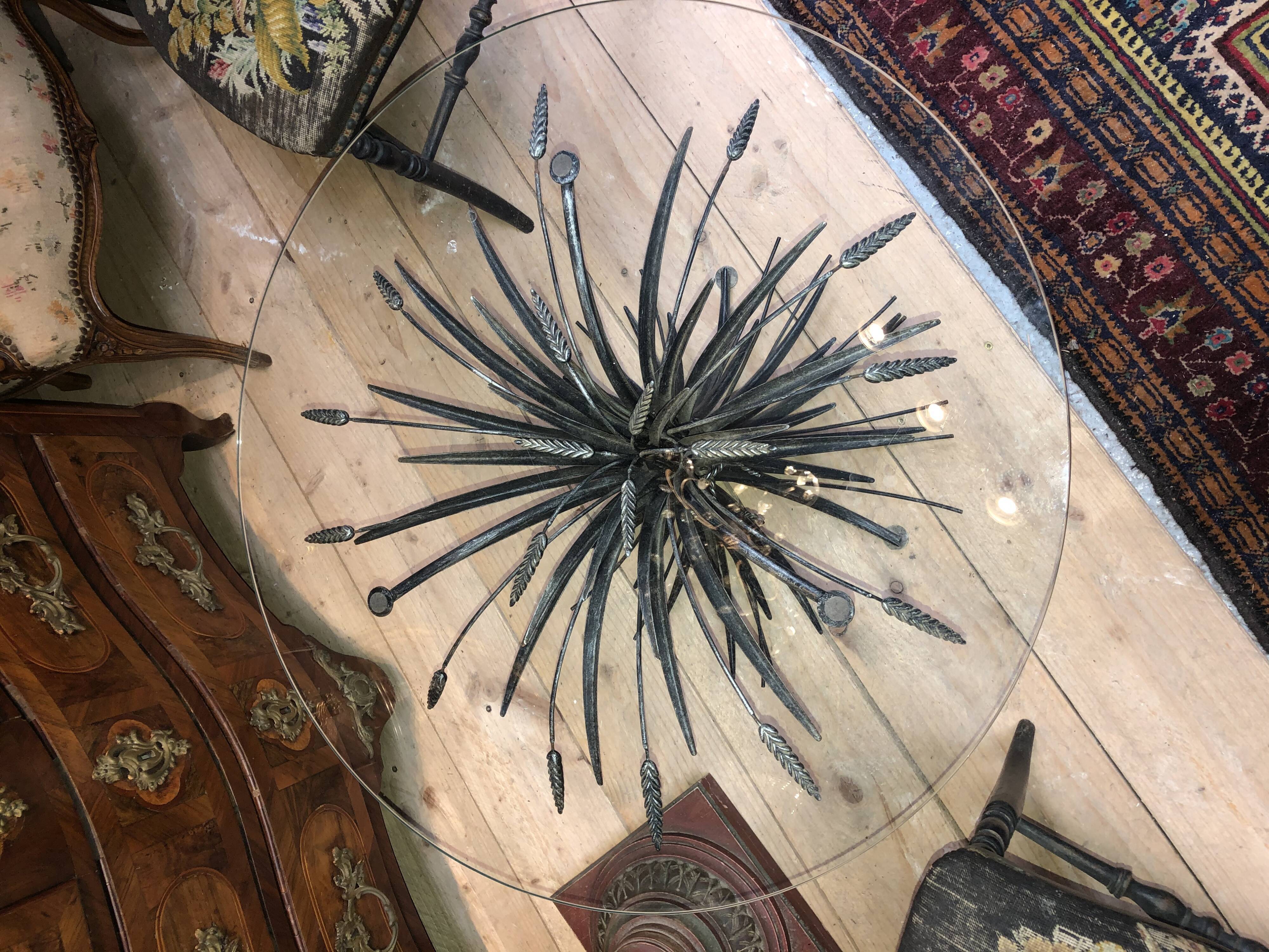 Table basse dite Coco Chanel gerbes de blé années 70