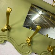 Portemanteau mural vintage vert olive avec miroir