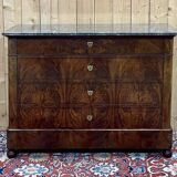 19th century Restoration chest of drawers in mahogany and marble top